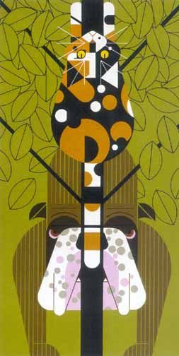 Charley Harper Estate Stamped and Numbered Limited Edition Giclee Print :"Treed"