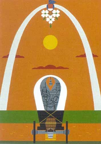 Charley Harper Estate Stamped and Numbered Limited Edition Giclee Print :"Where East Meets the West"