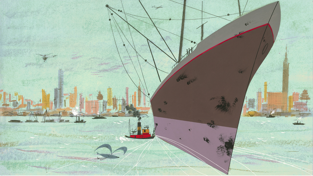 Charley Harper Limited Edition Giclee on Paper:"New York Harbor, 1947"