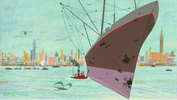 Charley Harper Limited Edition Giclee on Paper:"New York Harbor, 1947"
