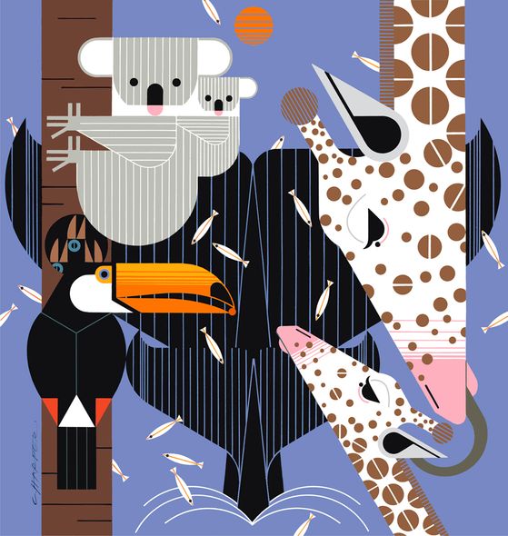 Charley Harper Limited Edition Giclee on Paper:"Zoo Babies"