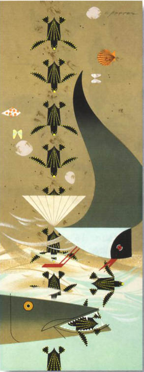 Charley Harper Limited Edition Paper Print:"Perilous Passage"