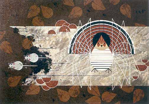 Charley Harper Open Edition Lithograph:"A Different Drummer (Ruffed Grouse)"