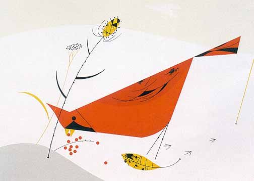 Charley Harper Open Edition Lithograph :"Cardinal Cuisine"