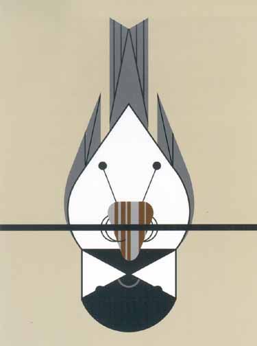 Charley Harper Open Edition Lithograph :"Chickadee Calisthenics"
