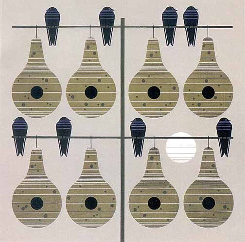 Charley Harper Open Edition Lithograph :"Condominimum (Purple Martins)"