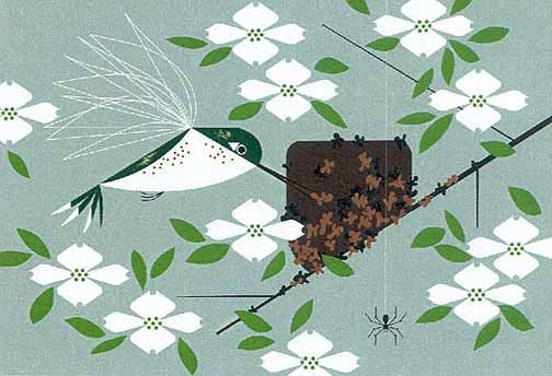 Charley Harper Open Edition Lithograph :"Hummingbird Homemaker"