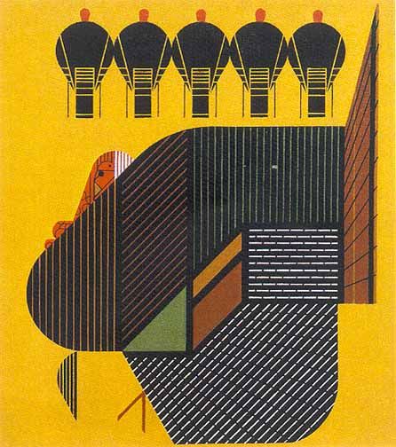 Charley Harper Open Edition Lithograph :"Turkey Talk"