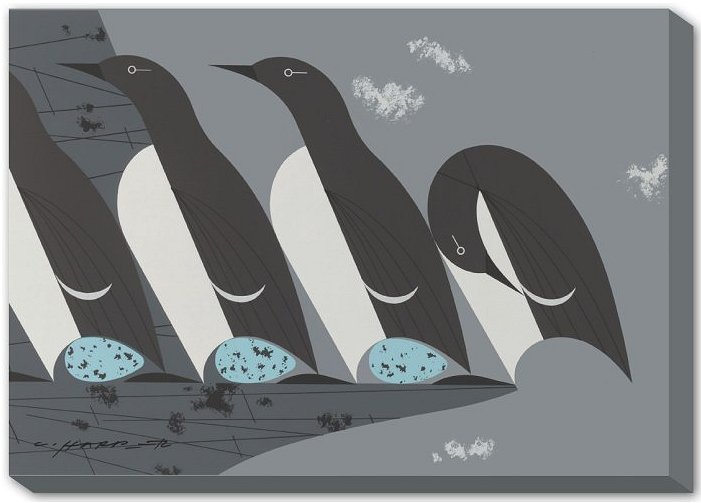Charley Harper Oversize Canvas Giclee Mural:"Murre"