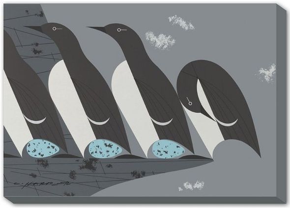 Charley Harper Oversize Canvas Giclee Mural:"Murre"