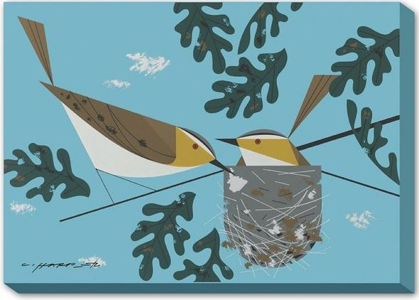 Charley Harper Oversize Canvas Giclee Mural:"Red Eyed Vireo"