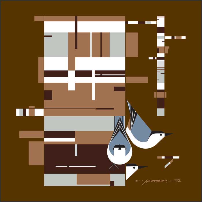 Charley Harper Oversized Gallery Wraped Canvas Giclee Mural:"Birch, Bark and Birds "