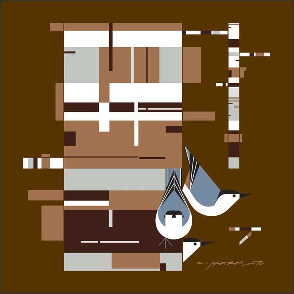 Charley Harper Oversized Gallery Wraped Canvas Giclee Mural:"Birch, Bark and Birds "