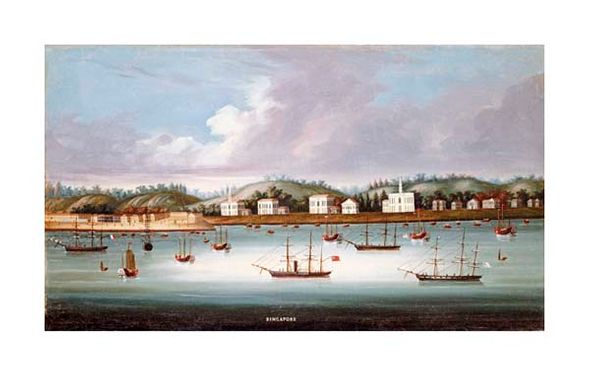 Chinese School Fine Art Open Edition Gicl&eacute;e:"A View of Singapore from the Roads"
