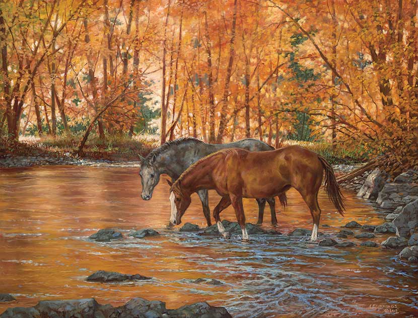 Chris Cummings Hand Signed and Numbered Limited Edition Print:"Serenity-Horses"