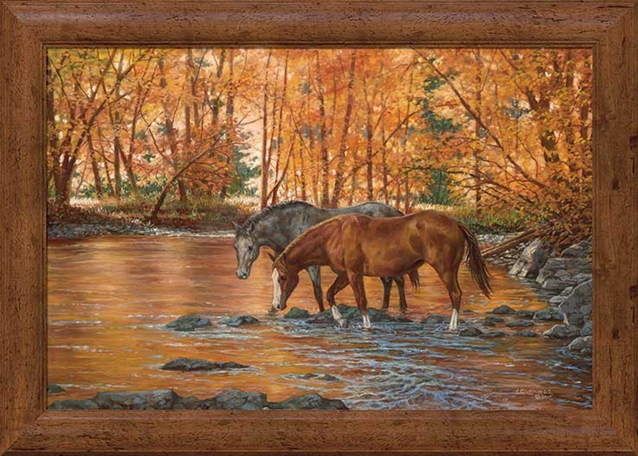 Chris Cummings 30x42 Ltd Ed Framed Gallery Canvas:"Serenity-Horses"