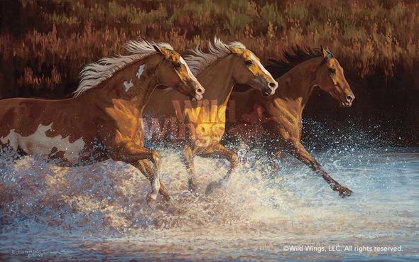 Chris Cummings Hand Signed and Numbered Limited Edition Print: "Thundering Water-Horses"