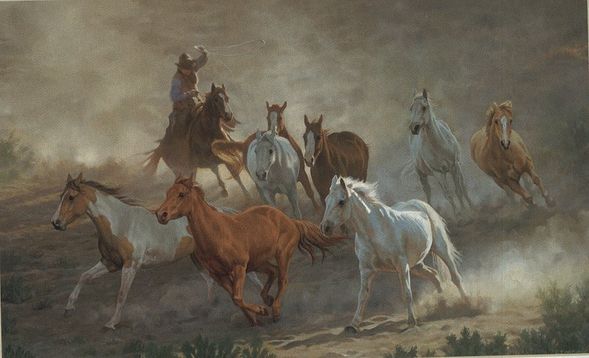 Chris Cummings Hand Signed & Number Limited Edition Print:"Tumalo Round-up"