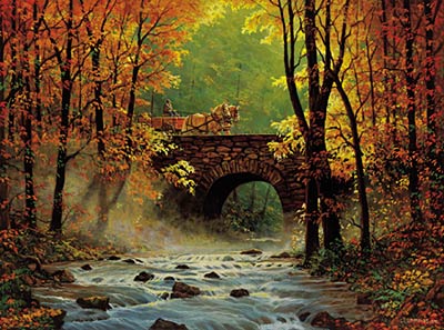Chris Cummings Handsigned and Numbered Artist Proof Print: "Autumn Bridge"