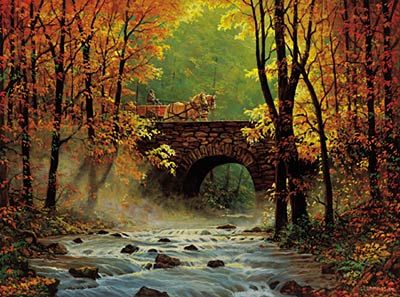 Chris Cummings Handsigned and Numbered Artist Proof Print: "Autumn Bridge"
