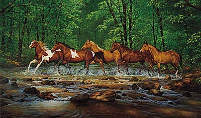 Chris Cummings Handsigned and Numbered Limited Edition Canvas Giclee:"Spring Creek Run"
