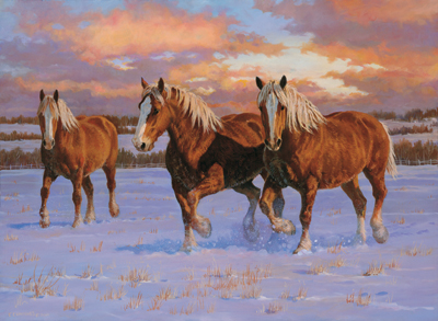 Chris Cummings Limited Edition Print: "Winter Gold -Belgians"