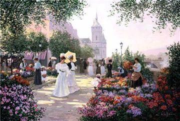 CHRISTA KIEFFER 20X30 Secondary Market Art: "FLOWER MARKET SEINE"
