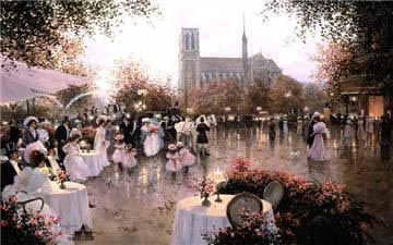 CHRISTA KIEFFER 21X34 Secondary Market Art: "WEDDING PARTY PARIS"