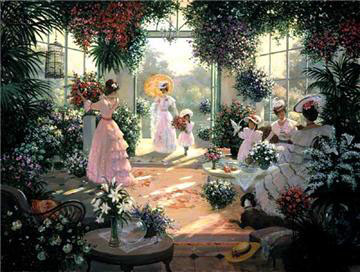 CHRISTA KIEFFER 22X29 Secondary Market Art: "TEA CONSERVATORY AP"