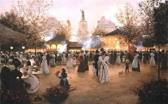 Christa Kieffer Signed and Numbered Limited Edition Lithograph: "La Fete a Place de la Republic Paris"