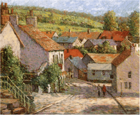 Christian Title Artist Signed Limited Edition Serigraph on paper:"Quiet Village"