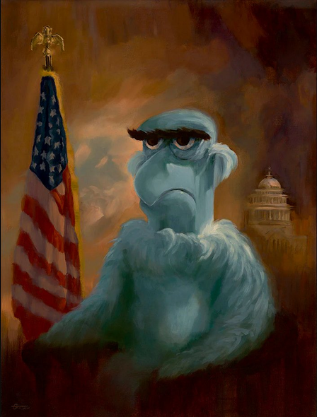 Christophe Bouchard Artist Signed Ltd Ed Gallery Wrap Canvas:"Sam Eagle, Muppets Presidential Portrait"