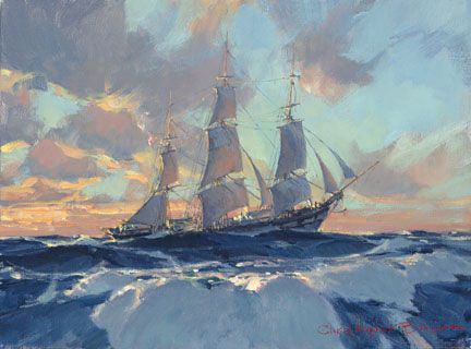 Christopher Blossom Handsigned and Numbered Fine Art SmallWorks™ Giclée Canvas:"Hard on the Wind"
