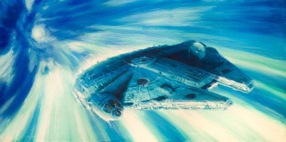 Christopher Clark Limited Edition Star Wars Canvas Giclee:"Millennium Falcon in Hyperspace"