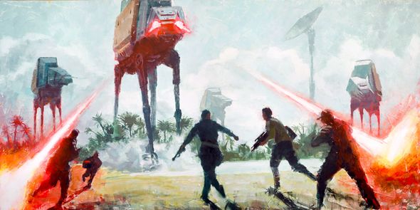 Christopher Clark Limited Edition Star Wars Canvas Giclee:"Under Fire"