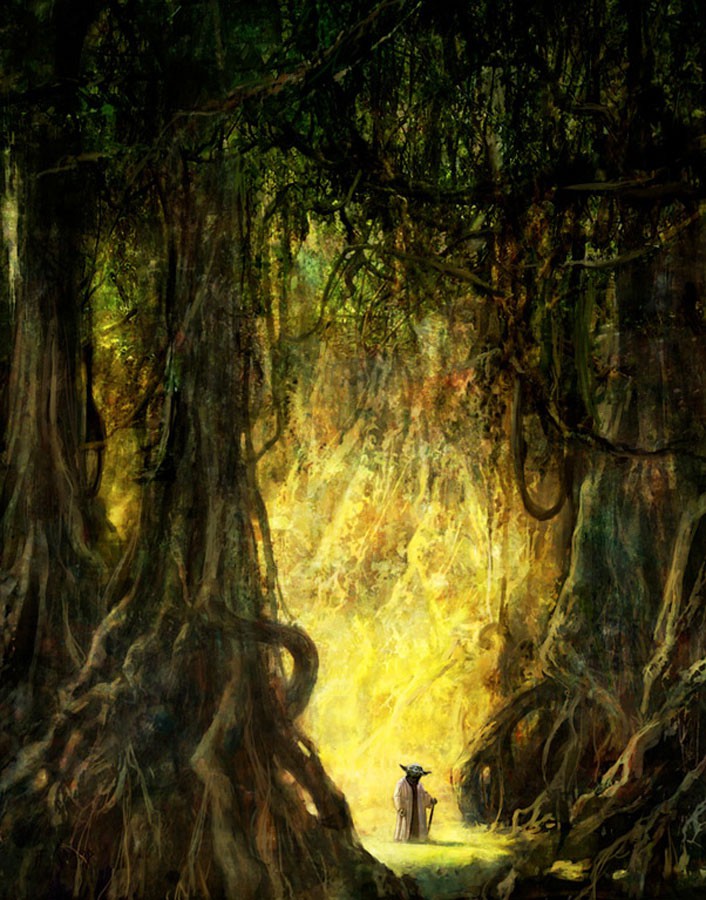 Christopher Clark Star Wars Limited Edition Canvas Art: "Morning Stroll - Yoda"
