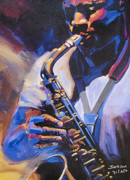 Christopher Jackson Hand Signed Limited Edition Giclee:"Blowing The Sax Horn"