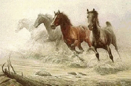 Chuck Dehaan Signed Lithograph Print on Paper: "Crossing Horse Creek"