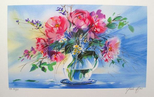 Claude Mars Hand Signed Limited Edition Lithograph:"Spring Bouquet III"