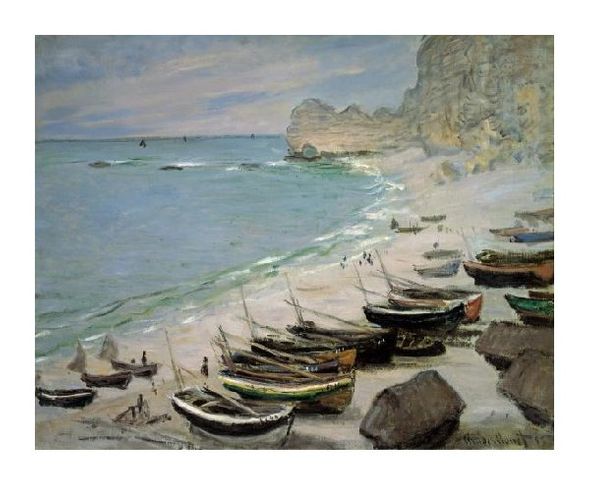 Claude Monet Fine Art Open Edition Gicl&eacute;e:"Boats on the Beach of Etretat, 1883"