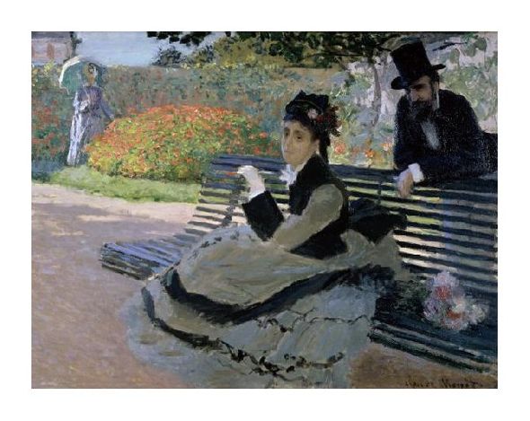 Claude Monet Fine Art Open Edition Gicl&eacute;e:"Camille Monet on a Garden Bench"
