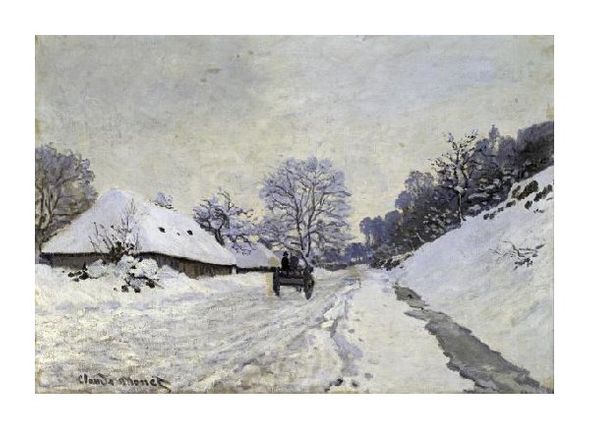Claude Monet Fine Art Open Edition Gicl&eacute;e:"Snow-Covered Road at Honfleur"