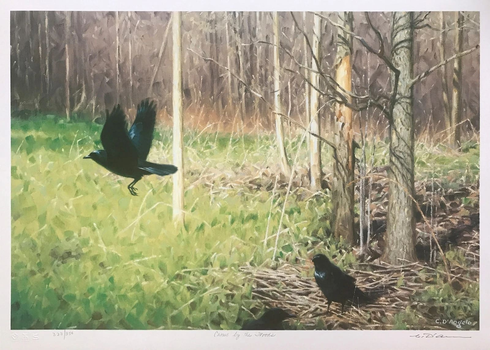 Claudio D'angelo Artist Hand-signed Limited Edition Lithograph: "CROWS BY THE WOODS"