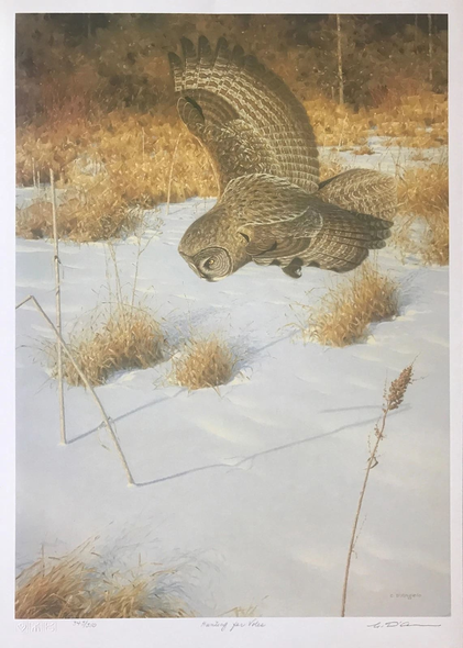 Claudio D'angelo Artist Hand-signed Limited Edition Lithograph: "HUNTING FOR VOLES"