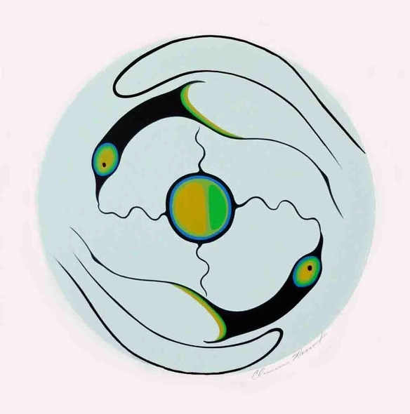 Clemence Wescoupe Limited Edition Hand Pulled Serigraph on Paper: "SPIRITUAL SUNBIRDS"