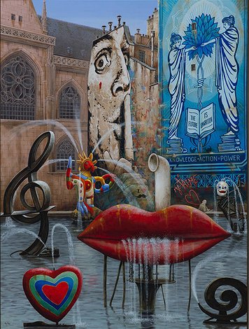 Liudmila Kondakova Handsigned and Numbered Limited Edition Canvas:"Stravinsky Fountain"
