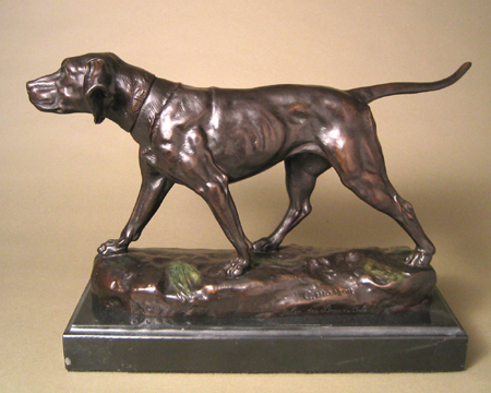 Clovis E. Masson Handcrafted Solid Bronze Sculpture:"Hunting Hound"