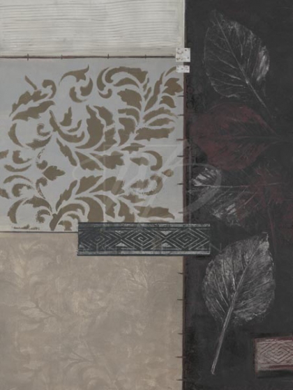 Connie Tunick Limited Edition Hand-Embellished Giclee on Canvas:"Silver Damask II "