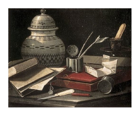 Cristoforo Monari Fine Art Open Edition Gicl&eacute;e:"Still Life with Writing Accessories"