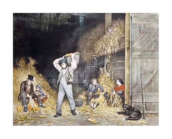 Currier and Ives Fine Art Open Edition Gicl&eacute;e:"Husking"